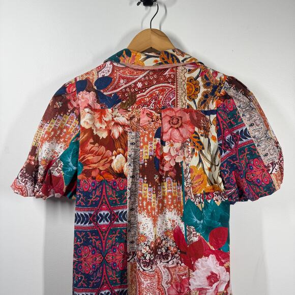 Chico's Dress Women 4 NWT Very Cherry Balloon Hem Tapestry Floral Pocket Modest - Picture 4 of 8